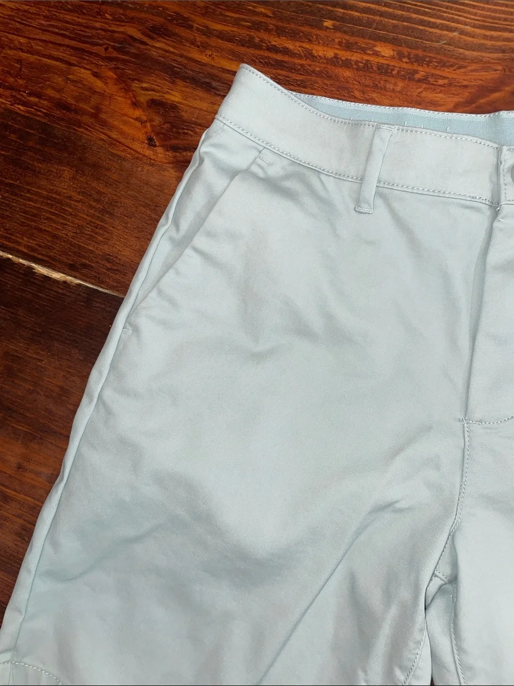 Calvin Klein Light Green Flat-Front Chino Shorts